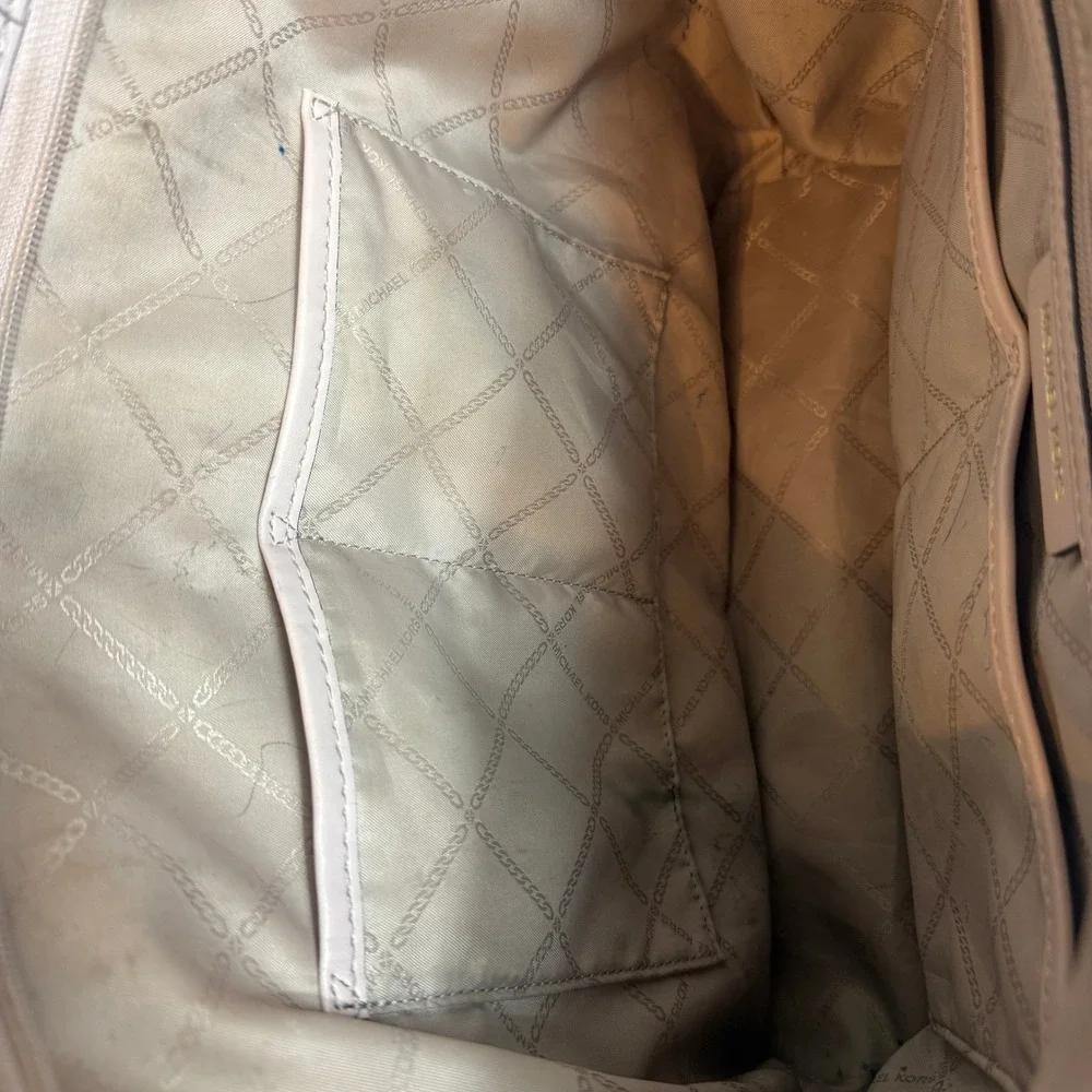 Michael‎ Kors Blush Pink Pebbled Leather MK Logo Tote Bag
